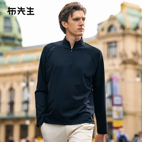 MrBu布先生插肩袖立领长袖t恤2025早春字母标运动风打底男PT15335商品大图