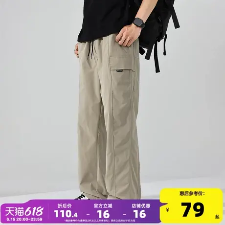 唐狮25春夏季新款男休闲长裤宽松直筒阔腿裤简约灰色工装运动裤子商品大图