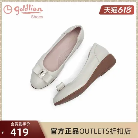 金利来坡跟妈妈鞋女2024秋季时尚圆头一脚蹬浅口蝴蝶结百搭单鞋女图片