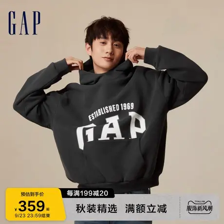 Gap男女装秋冬2023新款LOGO宽松碳素软磨抓绒卫衣762528连帽衫商品大图