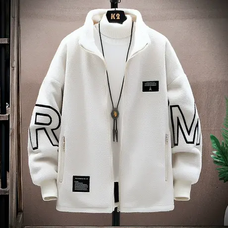 羊羔绒男士外套冬季加厚棉衣保暖冬装潮牌青少年立领颗粒绒棉袄服商品大图