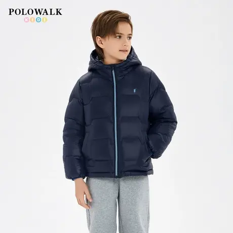 【90白鸭绒】POLOWALK童装男童羽绒服2025冬新品连帽长袖短款上衣商品大图