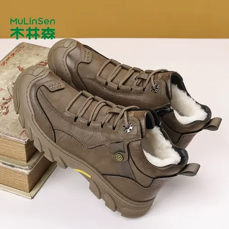 木林森时尚棉鞋男鞋冬季新款加绒保暖厚底雪地靴休闲男士高帮棉鞋商品大图