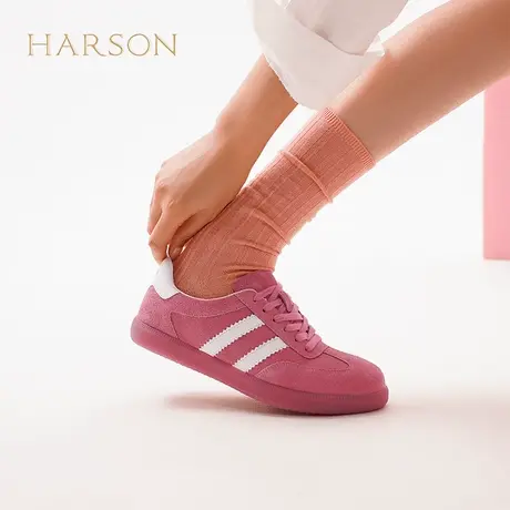 哈森休闲轻便德训鞋女春季新款彩色个性系带运动鞋HCS256110商品大图