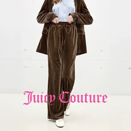 Juicy Couture橘滋休闲裤女2025年秋季新款复古高级直筒丝绒长裤商品大图