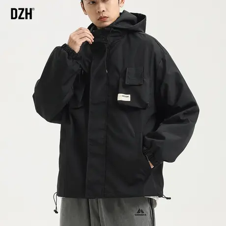 男士黑色机能风冲锋衣潮牌男痞帅高级感男装外套2023新款工装夹克商品大图