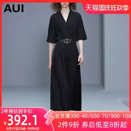 欧洲站2023新款时尚气质女神范黑色高腰垂感阔腿连体裤套装女夏装商品大图