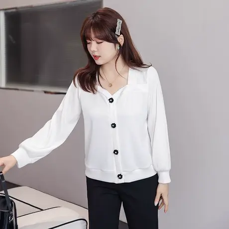 大码女装针织2023年秋季新款方领显瘦气质减龄百搭针织女上衣图片