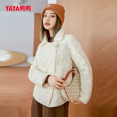 【双十一预售】鸭鸭羽绒服女款2023年秋冬新款短款轻薄翻领外套C商品大图