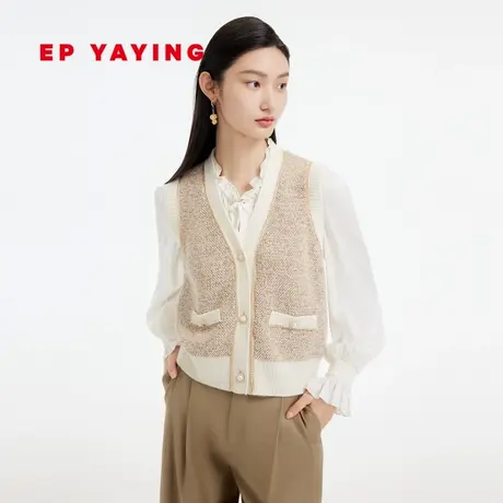 EP YAYING雅莹女装 复古小香风V领针织马甲开衫 2023新款9038A图片