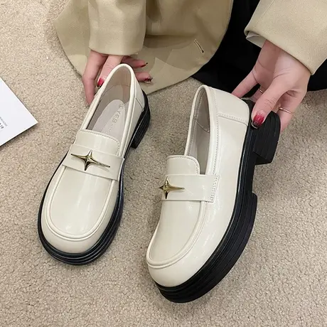 厚底小皮鞋女2023新款小众设计感玛丽珍鞋复古英伦风百搭乐福单鞋商品大图
