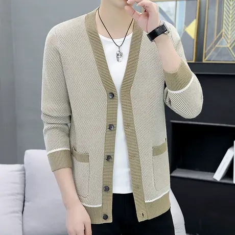 春秋季新款男士韩版针织开衫青年时尚帅气毛衣中学生毛线披风外套商品大图