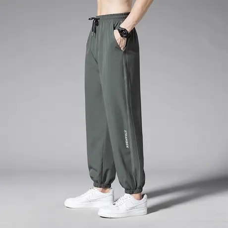 冰丝裤子男夏季薄款凉感束脚运动裤男士潮牌九分透气男款休闲长裤商品大图