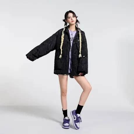 黑色棉服女2023年新款oversize宽松棉衣爆款棉袄ins冬季夹棉外套图片