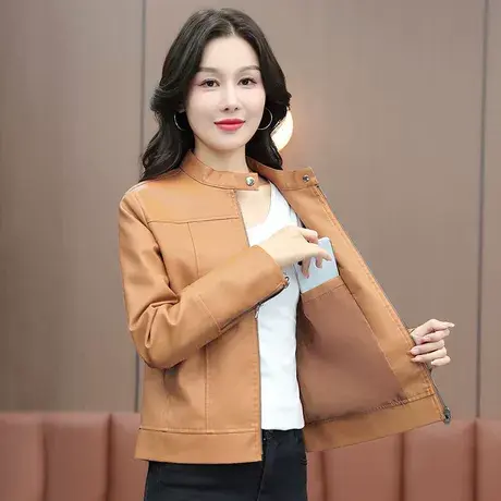 恋上17号女士早春黑色皮衣外套女春秋2023春款新款皮夹克pu皮外套图片