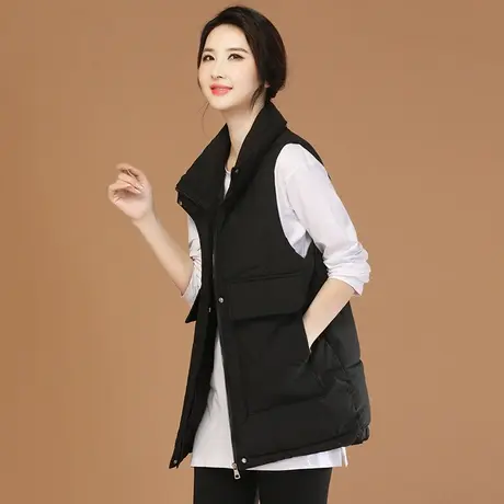 韩潮袭人立领工装外套女棉马甲女冬季新款中长款马夹外穿背心图片