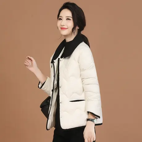 韩潮袭人POLO领撞色休闲棉服外套女2023冬装新款百搭显瘦棉衣棉袄图片