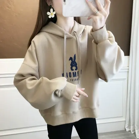 连帽兔子卫衣女春款2024年新款小个子上衣爆款时尚洋气短外套女装商品大图