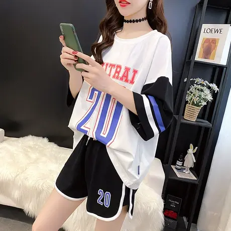 时尚夏季短袖运动两件套装女装2024年新款春款春装洋气减龄爆款潮商品大图
