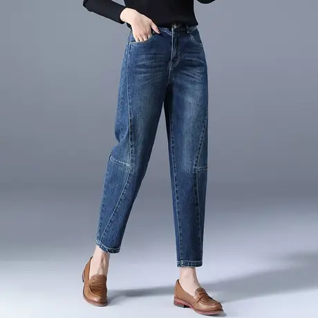 老爹牛仔裤女秋冬2024年新款红色萝卜裤冬季加绒女裤九分哈伦裤子图片