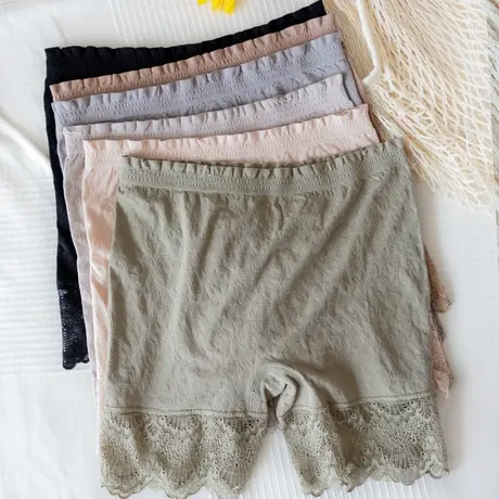 安全裤加长蕾丝女防走光不卷边日系大花边薄款五分长款提臀保险裤商品大图