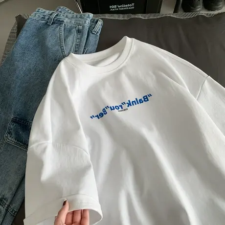 美式潮牌vintage大码t恤女ins胖mm显瘦短袖纯棉小众情侣上衣夏季图片