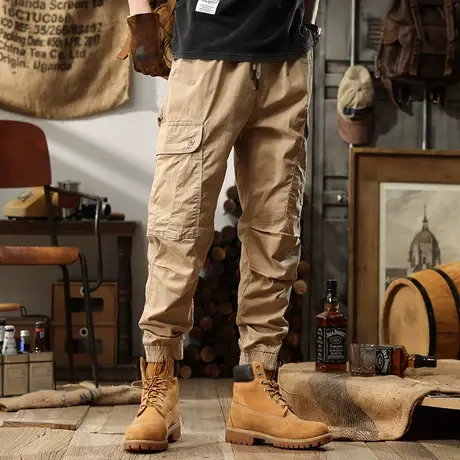 Modi Nick/摩帝尼克男士宽松纯棉工装裤束脚多口袋运动春夏裤子商品大图