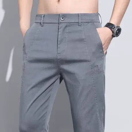 夏季薄款西装西裤男士冰丝休闲裤子男款中年爸爸商务西服夏款男裤图片