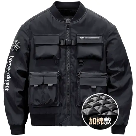 VIP秋冬季飞行夹克男潮牌棒球服暗黑机能风宽松工装外套加厚棉衣商品大图