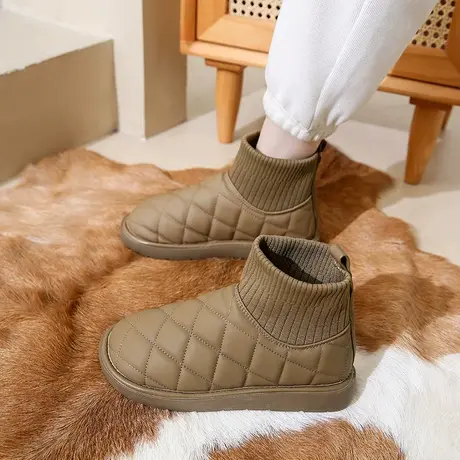 可爱白色雪地靴女2024冬季新款时尚厚底加绒加厚防滑保暖东北棉鞋图片