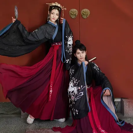 十二生肖丨如梦霓裳汉服女大袖交领襦裙重工绣花魏晋风情侣装春秋商品大图