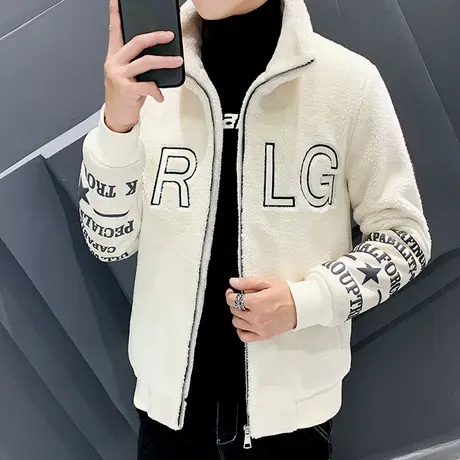 冬季新款潮牌颗粒绒棉衣男加厚羊羔毛棉服外套帅气保暖夹克棉袄子图片