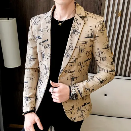 男士春季新款帅气西装ins韩版休闲上身衣服痞帅男装潮流西服外套商品大图