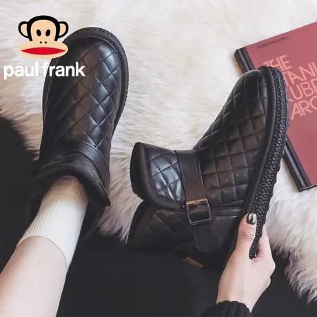 大嘴猴冬季加绒雪地靴女款2023新款加厚保暖防滑棉鞋短筒棉靴子女商品大图