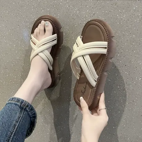 拖鞋女2024新款夏季时尚网红女外穿软底室内家居防滑女款凉拖百搭商品大图