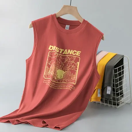 男士背心纯棉夏季跨栏外穿宽松篮球健身运动宽肩坎肩全棉无袖t恤商品大图