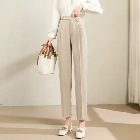 时尚气质休闲西装长裤2023年春季新款女简约通勤百搭上班族哈伦裤图片