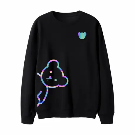 2023年新款小熊情侣装卫衣男女炫彩反光潮牌上衣学生团队班服定制商品大图