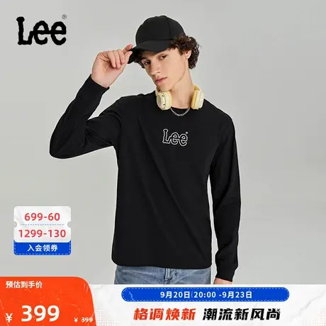 Lee商场同款23秋冬新品标准版logo印花棉质男长袖T恤LMT0067734DR商品大图