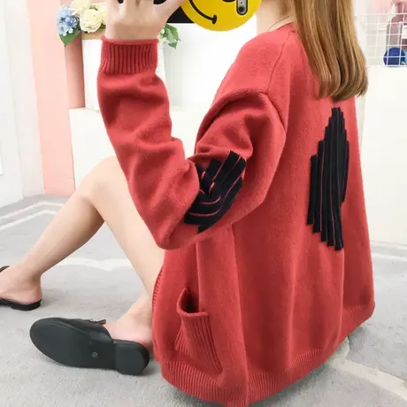 清仓！网红开衫女韩版2023新款宽松上衣短款洋气针织毛衣小外套商品大图