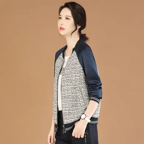 韩潮袭人小香风粗花毛呢短外套女2023秋季新款休闲棒球服夹克上衣图片