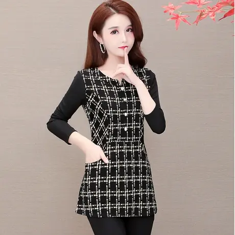 加绒打底衫女洋气2023新款秋冬季长袖t恤欧货上衣内搭胖妹妹大码商品大图