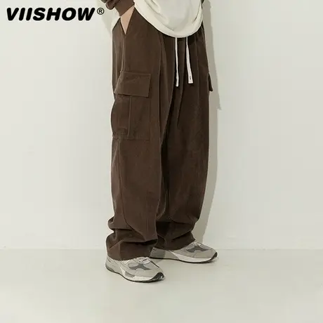 VIISHOW灯芯绒裤子男重磅百搭工装休闲潮牌宽松直筒长裤阔腿春秋商品大图
