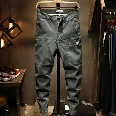 春夏款工装裤男宽松大码潮牌ins休闲裤长裤束脚哈伦裤子男青年潮商品大图