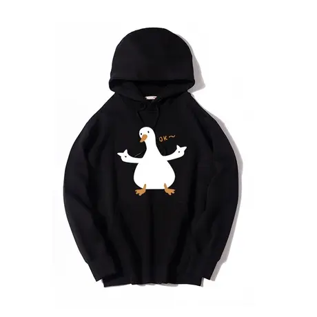 秀洛ok鸭柯尔鸭大白鸭子帽衫衣服卡通情侣装秋季加绒连帽套头卫衣商品大图