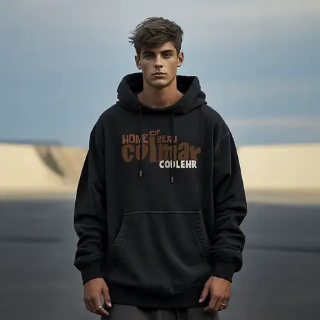 大码卫衣纯棉复古运动休闲美式胖子外套男潮牌字母情侣重磅连帽衫商品大图