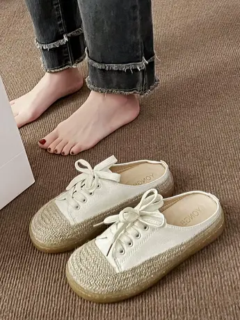 法式小香风一脚蹬半托渔夫鞋女鞋子2023年新款夏季外穿包头半拖鞋商品大图