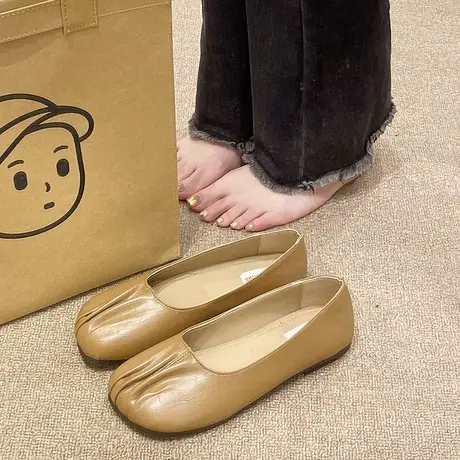豆豆鞋女夏季2023新款浅口一脚蹬软底舒适浅口鞋子平底轻便孕妇鞋商品大图