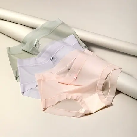 爱莎内裤女夏季薄款无痕透明冰丝桑蚕丝裆透气快干蕾丝女士三角裤图片
