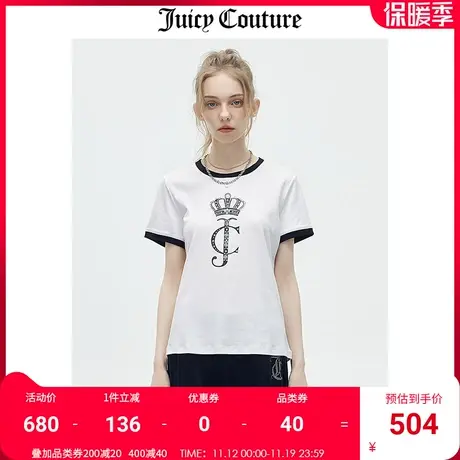 Juicy Couture橘滋T恤女2023夏季新款时尚纯棉美式宽松短袖上衣女商品大图